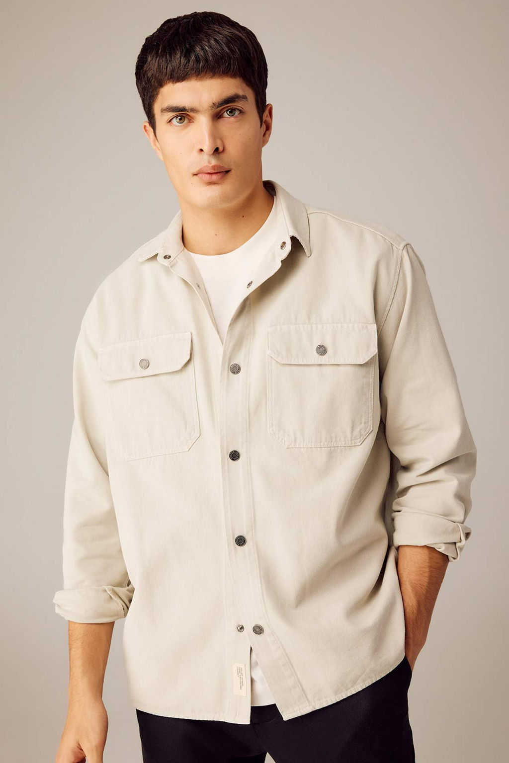 Relax Fit Polo Yaka C?tc?t Kapamal? Cepli Kanvas Gomlek Ceket - Defacto фото 3