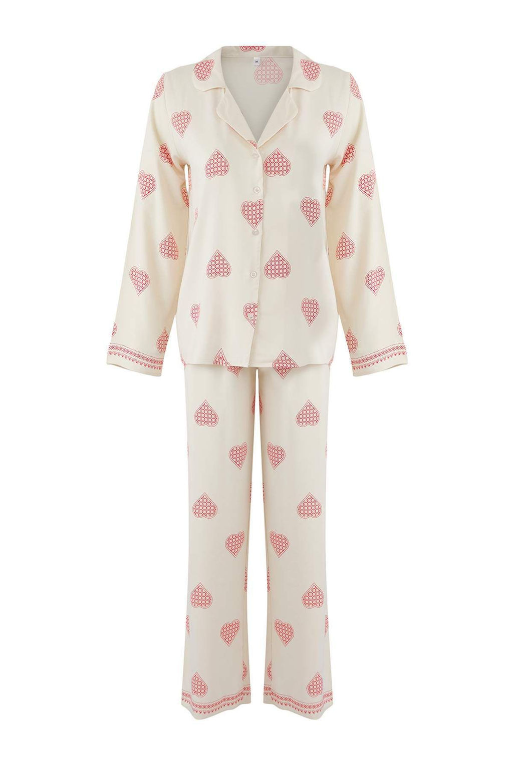 Ekru %100 Pamuklu Kapli Dokuma Pijama Tak?m? THMAW26PT00025 - Trendyolmilla фото 7