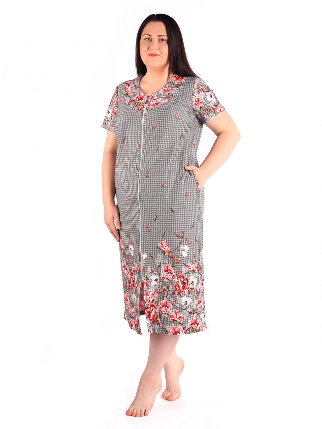 Халат женский кулирка на молнии ВЕНЕРА РОЗОВЫЙ 1 - Домтрик фото 2