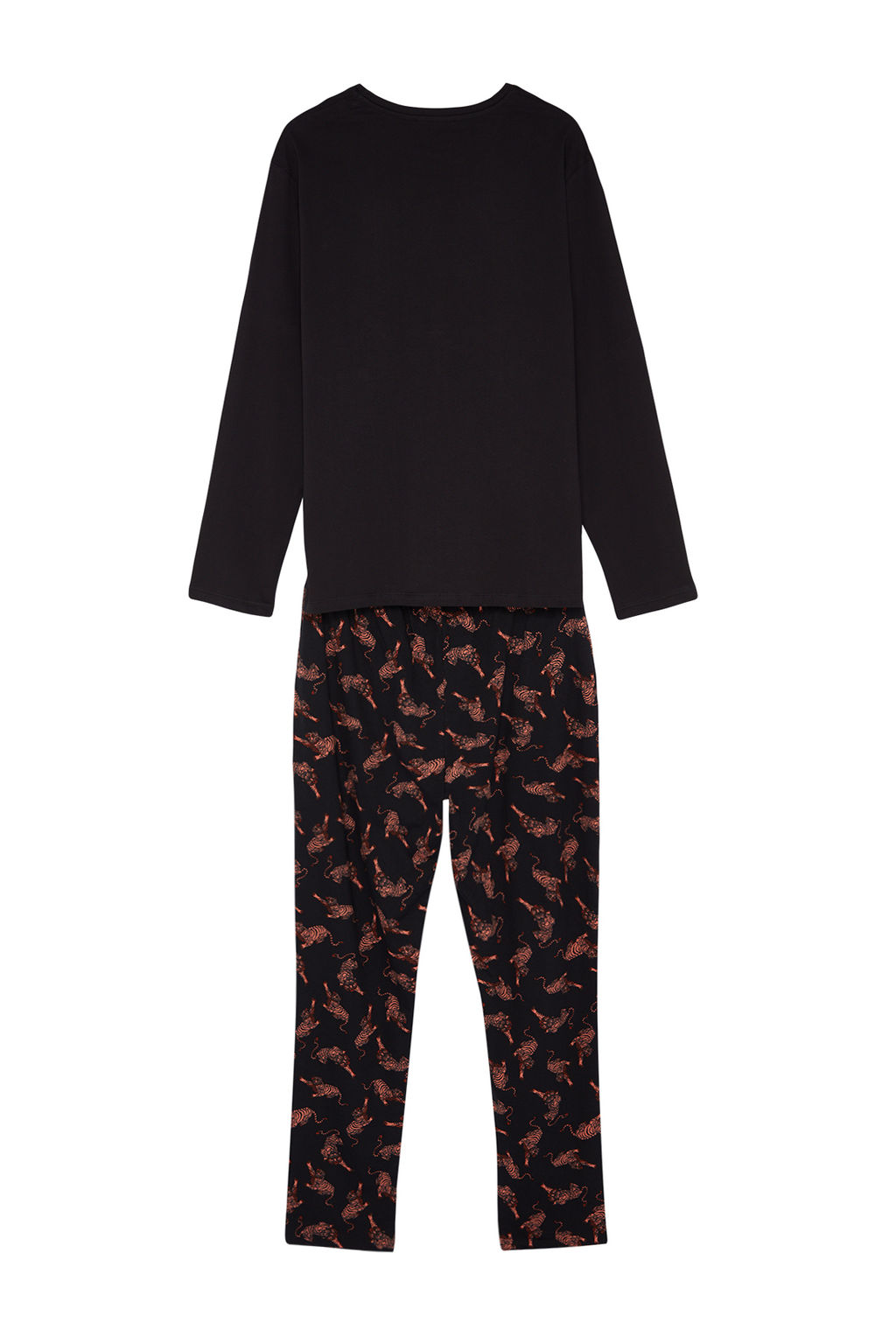 TRENDYOL MAN Siyah Regular Fit Bask?l? Orme %100 Pamuk Pijama Tak?m? TMNAW24PT00010 - Trendyolmilla фото 8