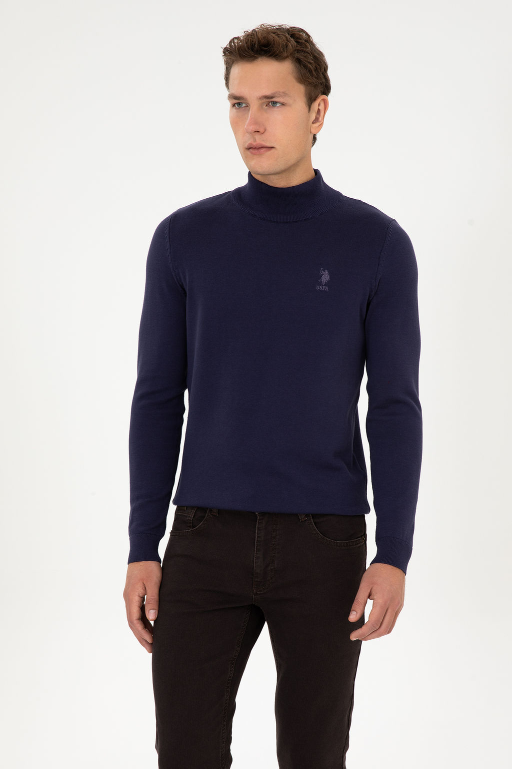 Erkek Slim Fit YarДm BalДkГД Yaka MГrdГm Basic Kazak - U.s. polo assn фото 3