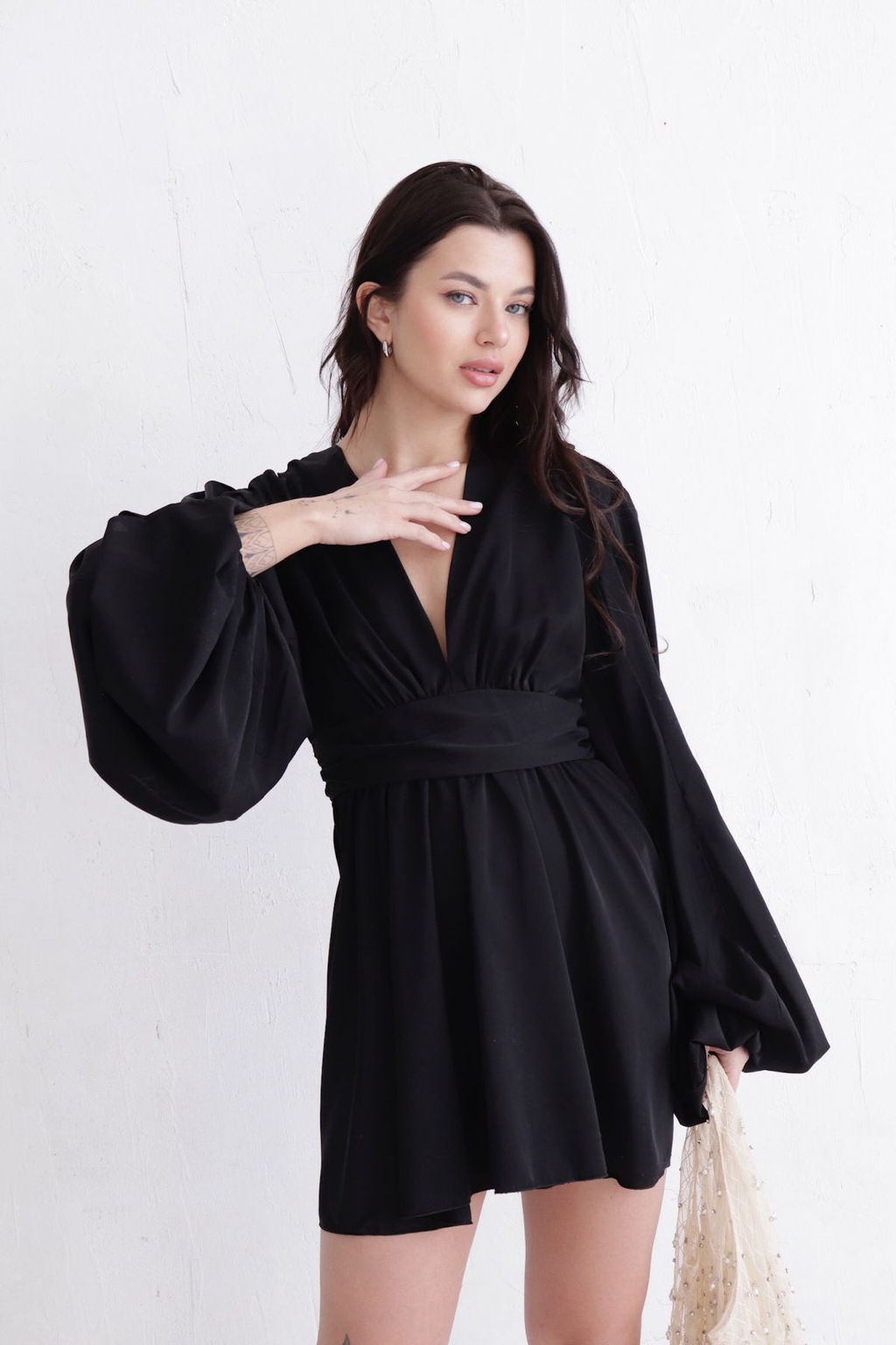 Платье чёрное с пышными рукавами - Martichelli фото 3