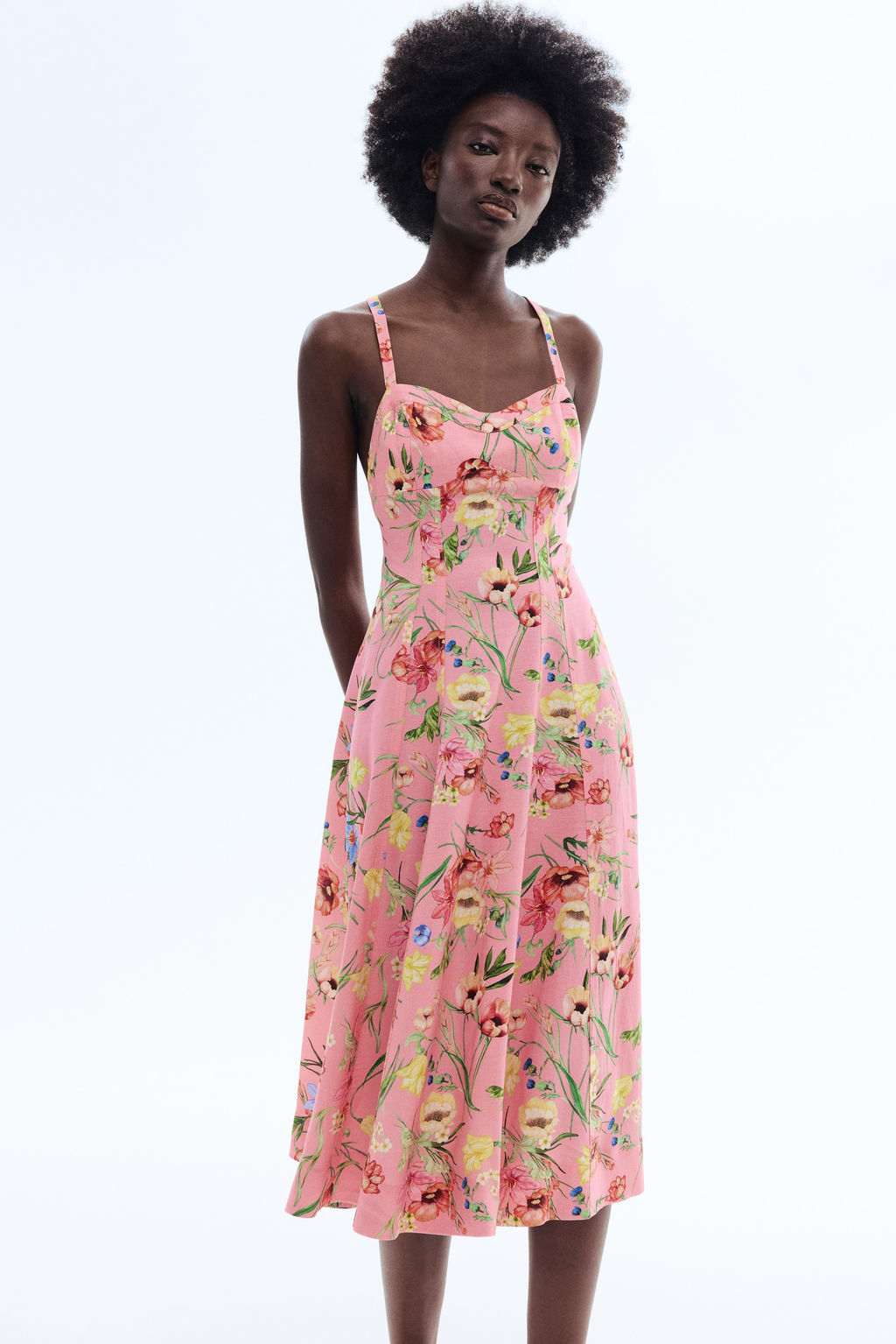 Vestido acampanado en mezcla de lino - H&m фото 6