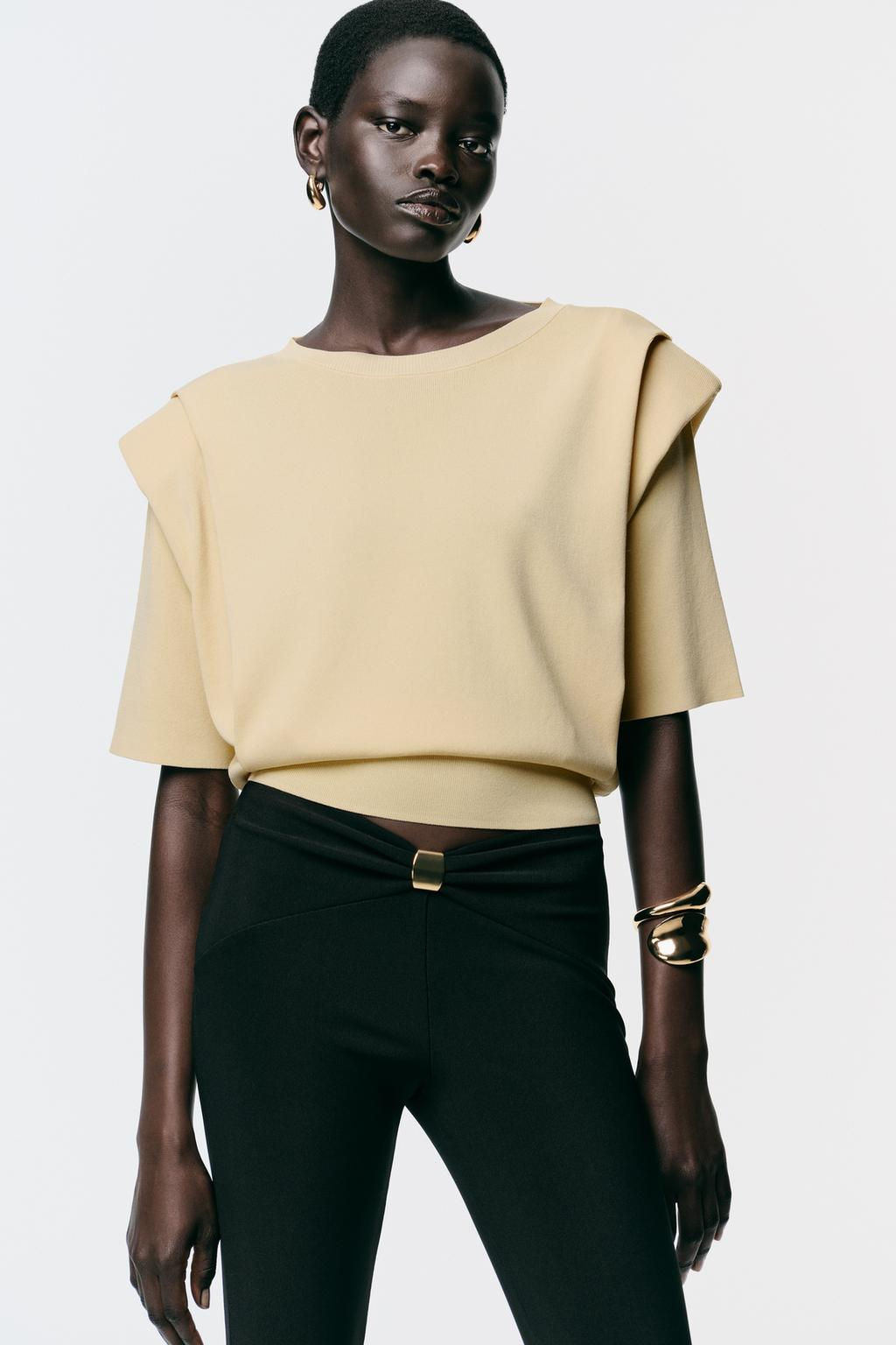 KNIT TOP WITH SHOULDER PADS - Zara фото 2