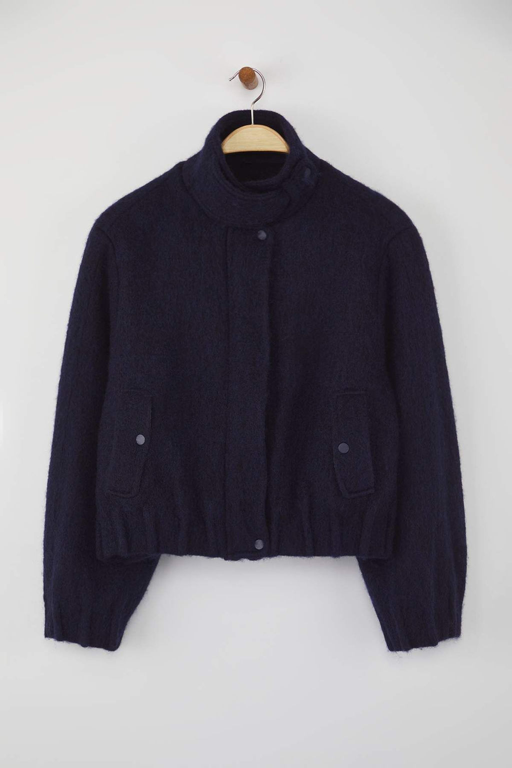 Lacivert Regular Kal?p Tuylu Kase Bomber Ince Ceket Mont TWOAW26MO00101 - Trendyolmilla фото 6