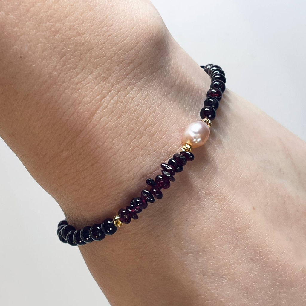 Браслет из Граната и Жемчуга - Радуга самоцветов фото 3