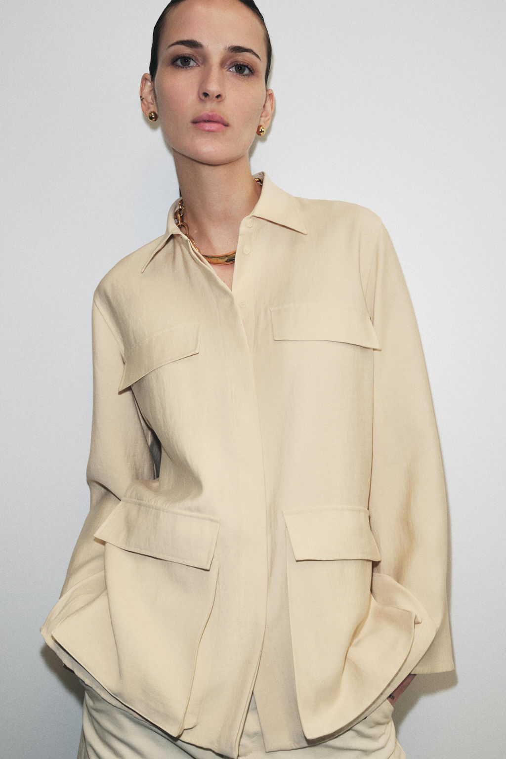 ZW COLLECTION FLOWING SHIRT WITH POCKETS - Zara фото 12