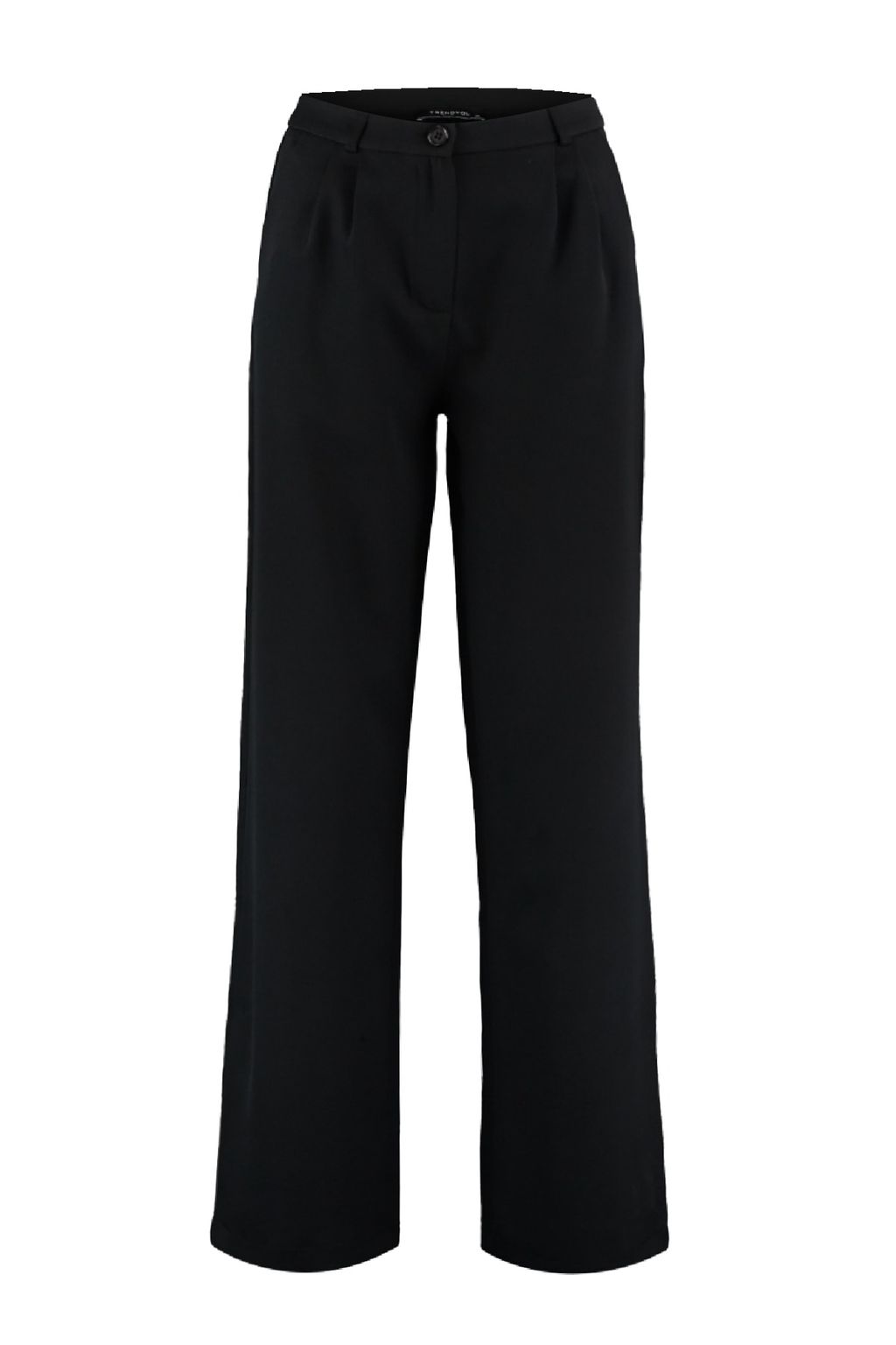 Siyah Wide Leg/Genis Paca Pilili Dokuma Kumas Pantolon TWOAW22PL0475