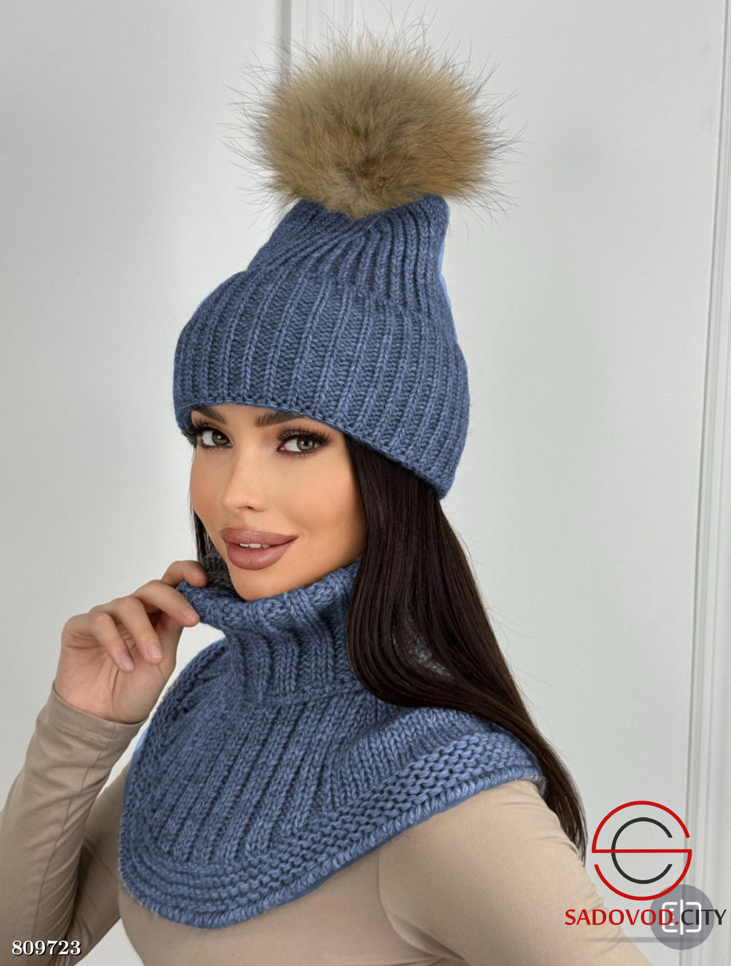 Набор 2в1 зимний комплект с натуральным мехом