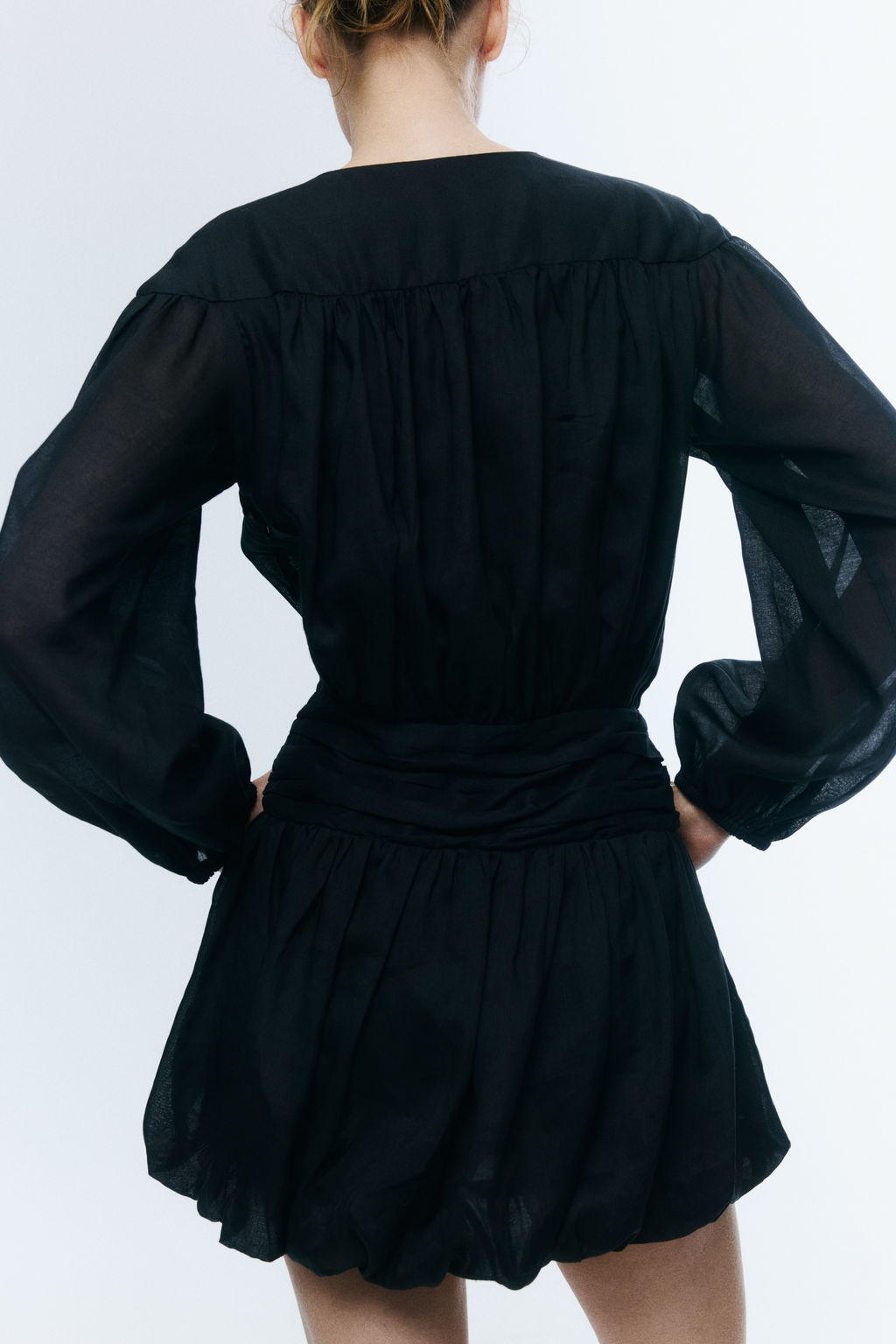 Vestido en mezcla de ramio con bajo globo - H&m фото 5