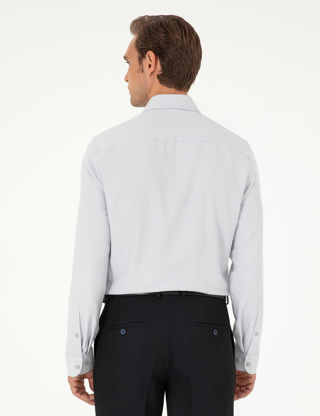 Рубашка Pierre Cardin Slim Fit серая с длинным рукавом