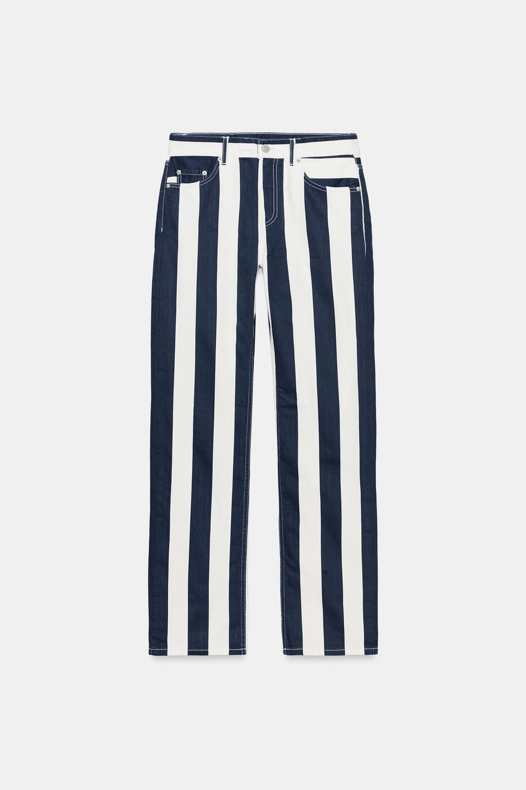 ZW COLLECTION MID-RISE STRIPED STRAIGHT-LEG JEANS - Zara фото 4