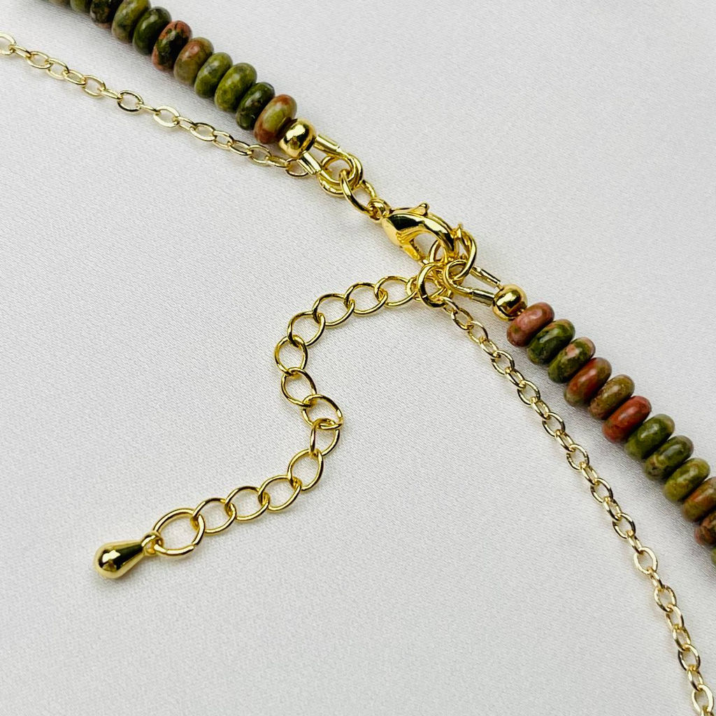 Колье из Унакита и Хризолита с подвеской - Радуга самоцветов фото 4