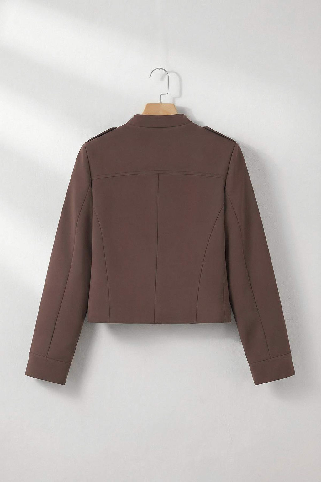 Kahverengi Fermuarl? Astarl? Dugme Detayl? Napolyon Ceket TWOSS26CE00048 - Trendyolmilla фото 7