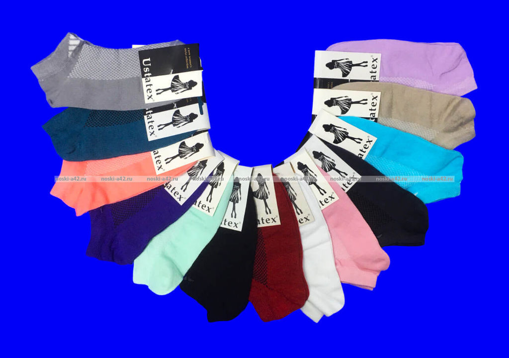 Цена за 5 пар.5 ПАР - ЮстаТекс носки женские 2с19 спортивные сетка укороченные Ассорти - 5 ПАР