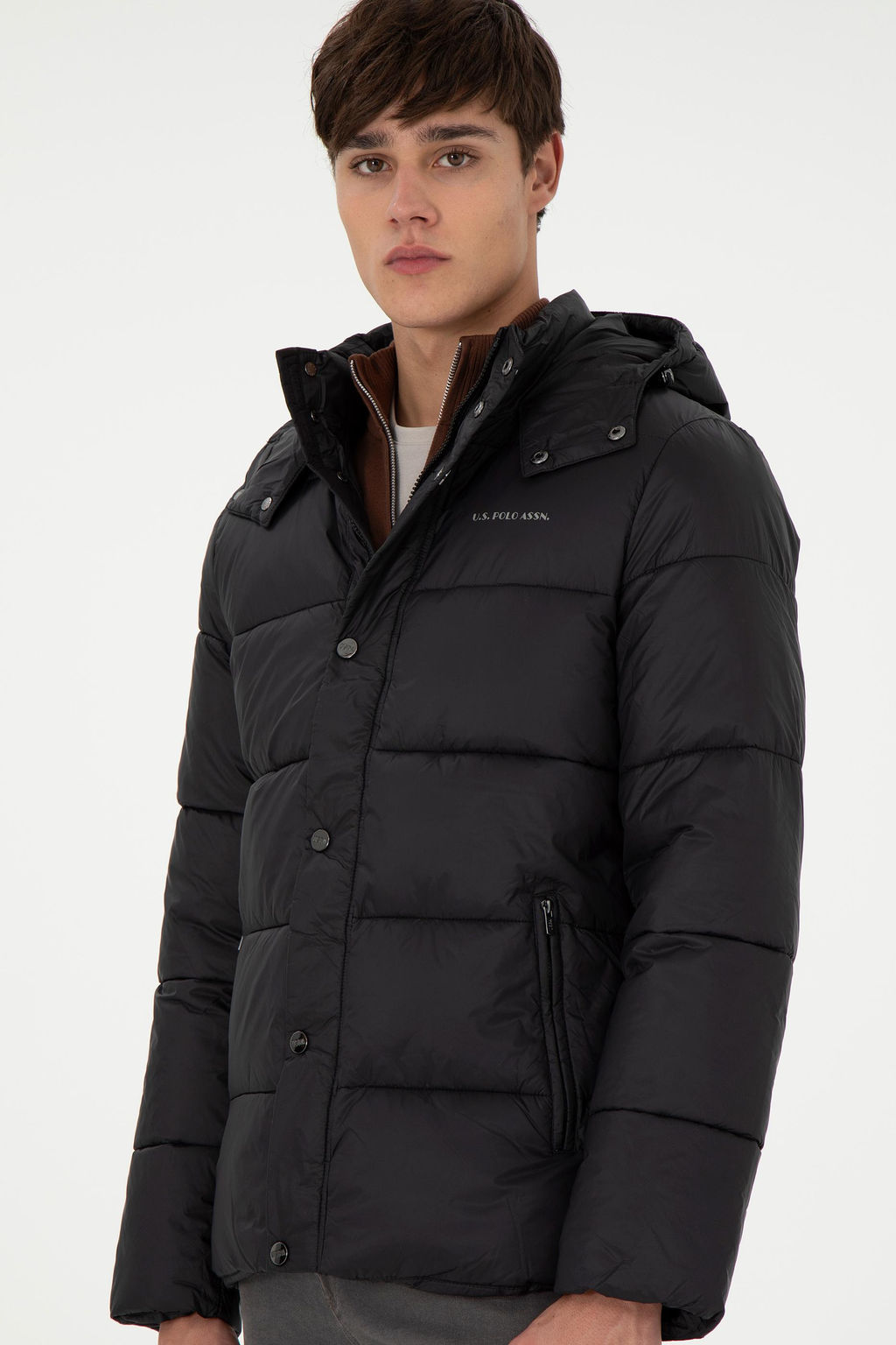 Пальто мужское U.S. Polo Assn черное из полиамида  фото 10
