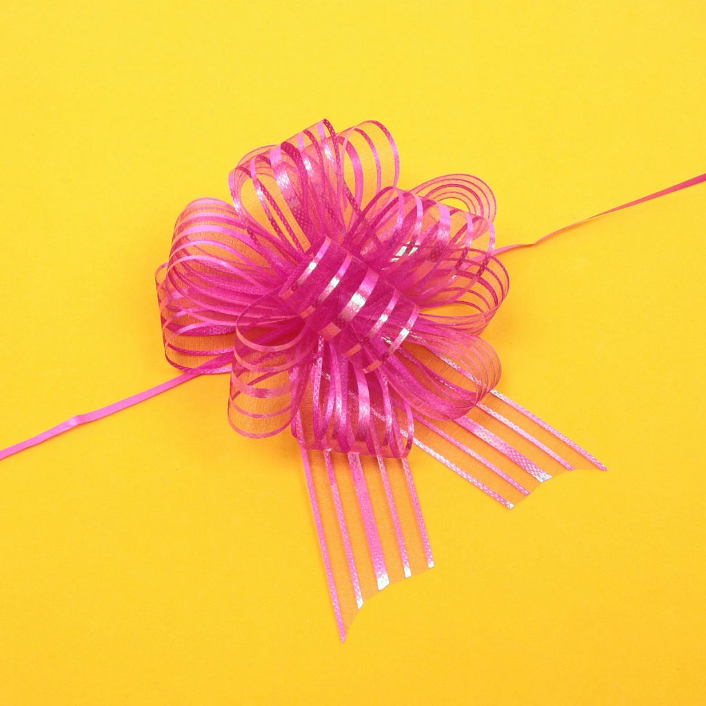 Цена за 10 шт. Бант для оформления подарка "Сияние" 5 см, d=15 см, Фуксия