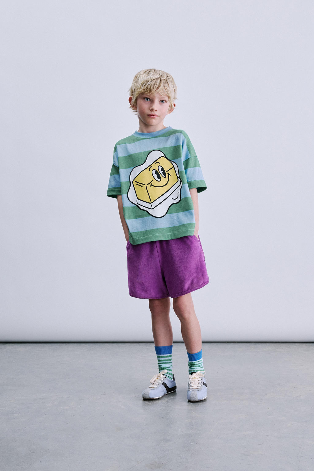 BERMUDA EFECTO TOALLA COLOR BLOCK / Morado - Zara фото 6