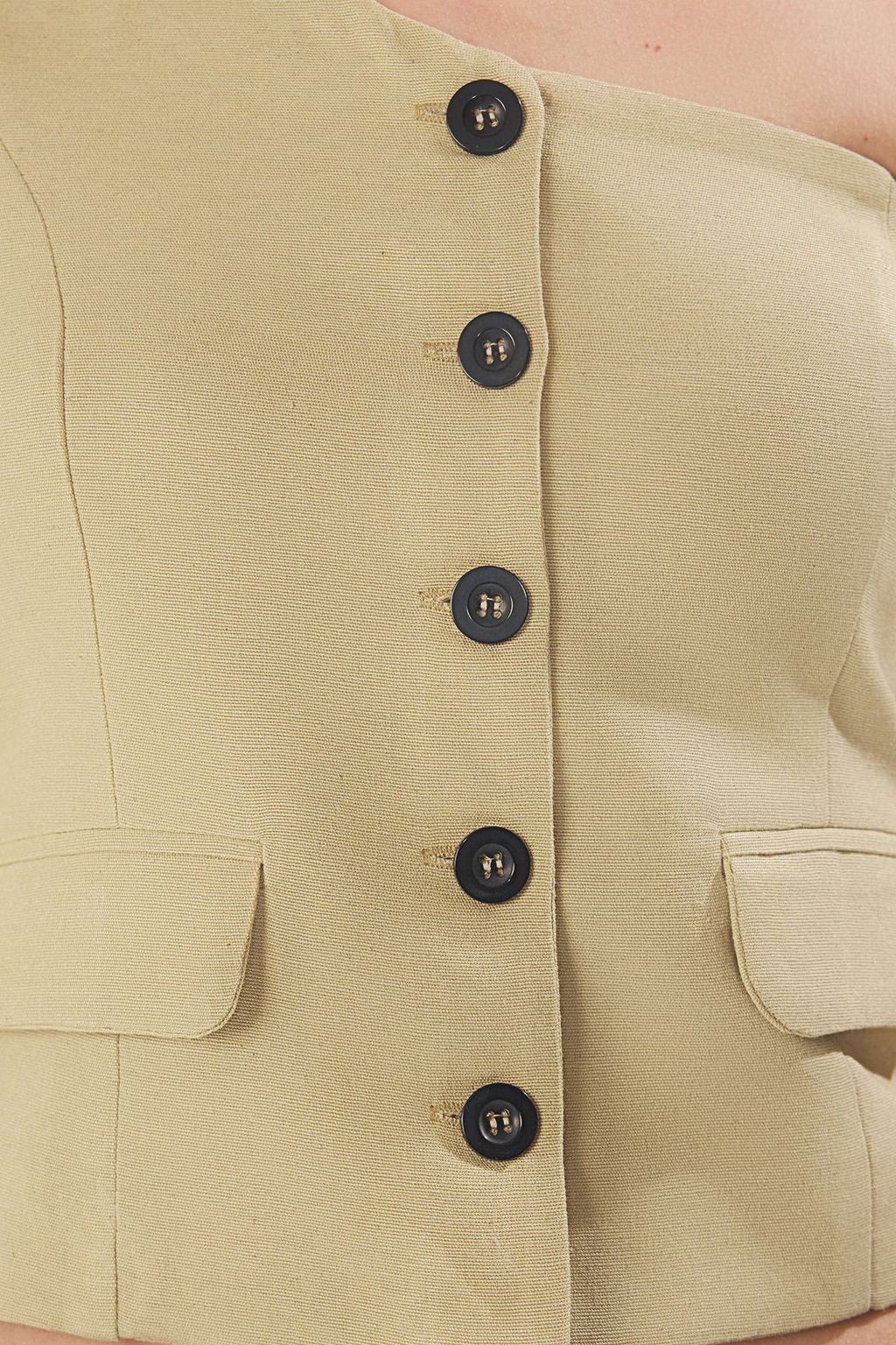 Trendyolmilla Haki Regular Keten Gorunumlu Tek Kol Dokuma Yelek TWOSS25YE00086  фото 13