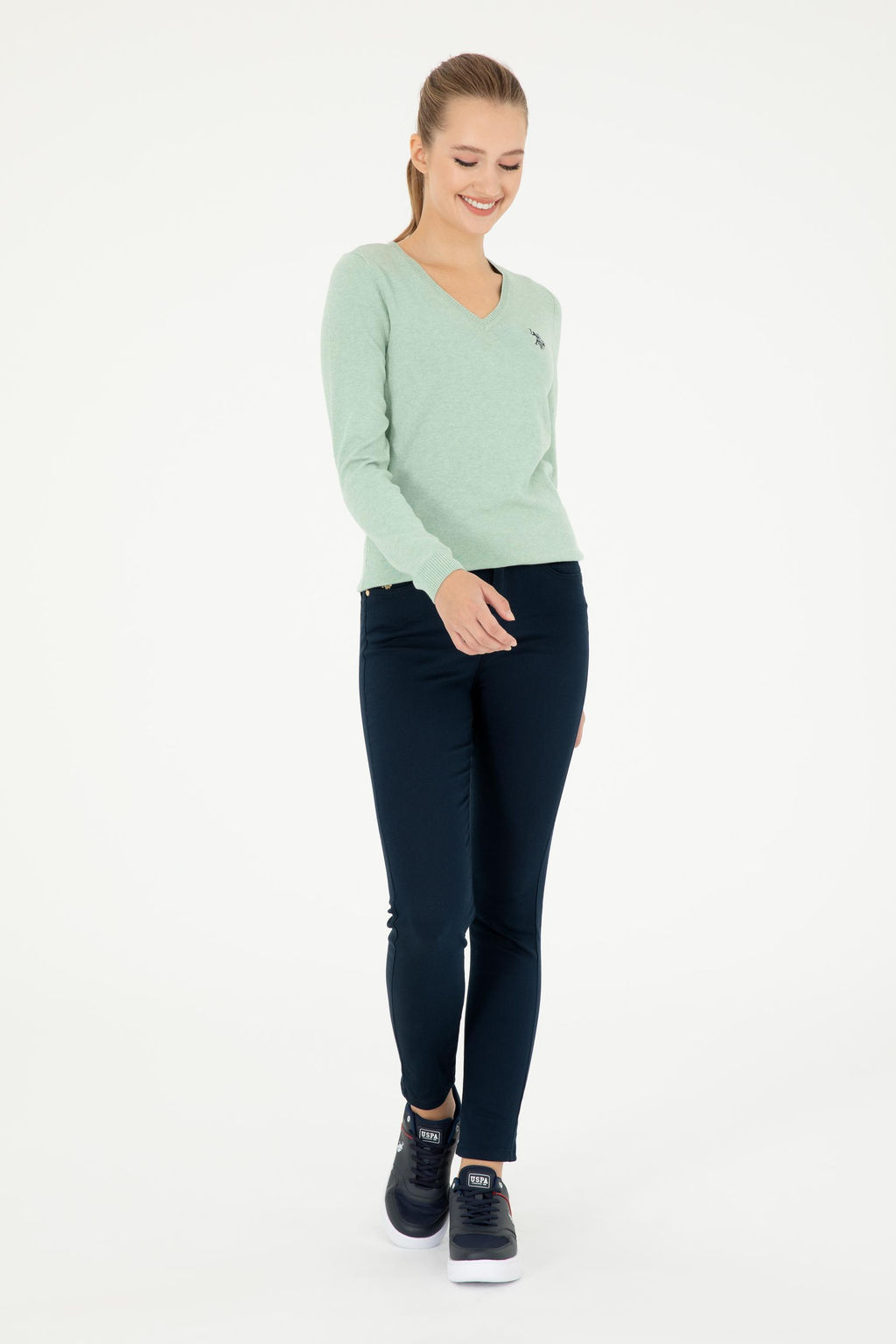 Женские темно-синие брюки из плотной ткани - U.s. polo assn фото 3