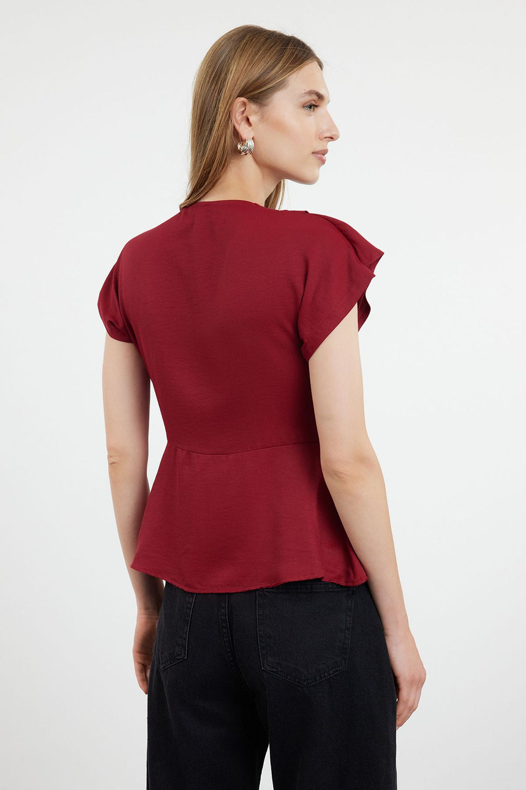 Bordo Dugum Detayl? Dokuma Bluz TWOAW25BZ00046 - Trendyolmilla фото 5