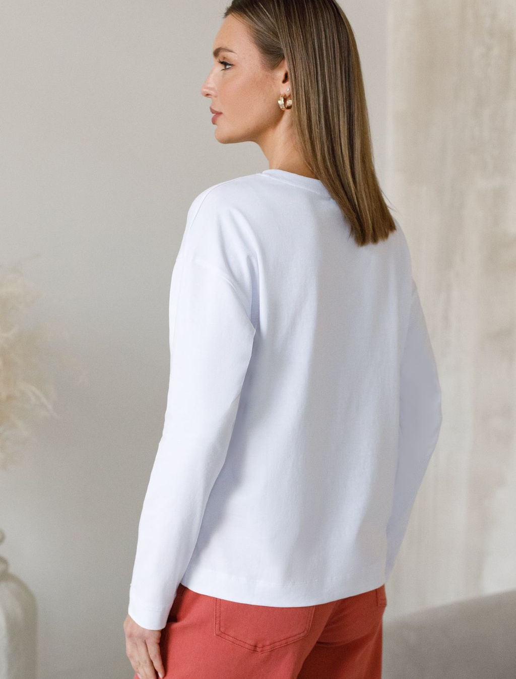 Лонгслив из премиального хлопка с эластаном