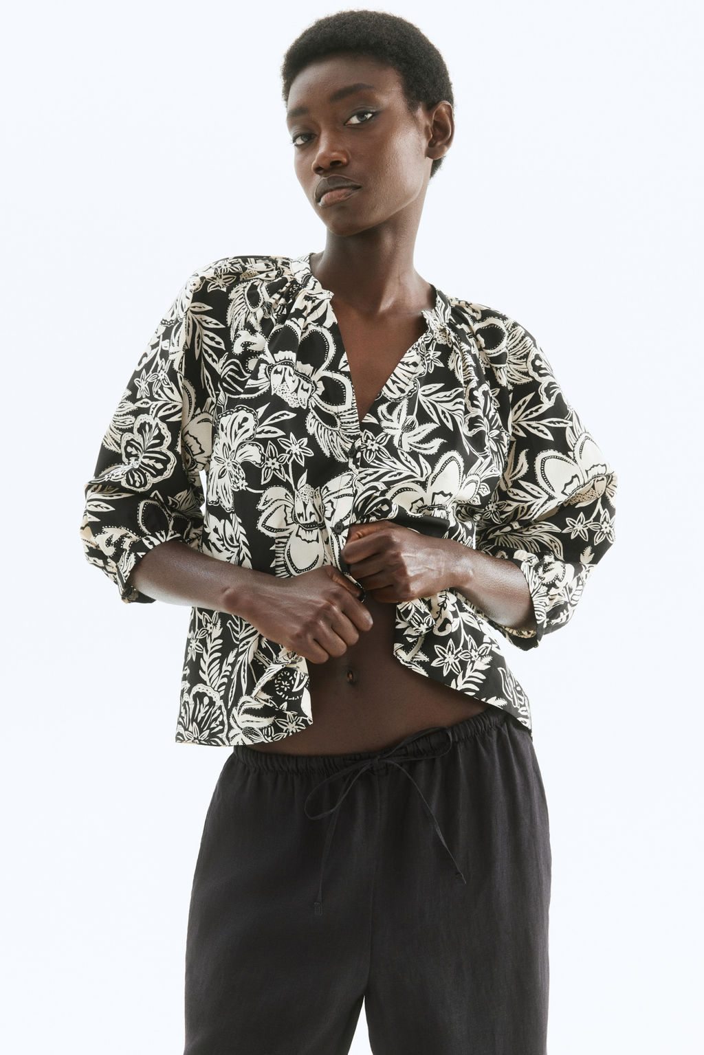 Blusa de popelina con mangas globo - H&m фото 8
