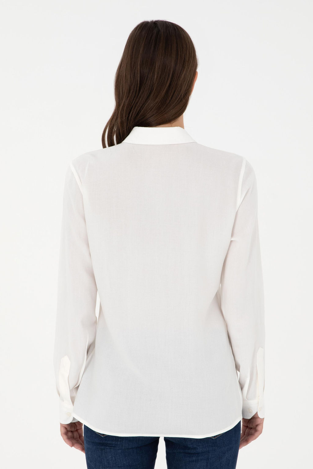 Женская кремовая рубашка с длинным рукавом Неожиданная скидка в корзине - U.s. polo assn фото 5