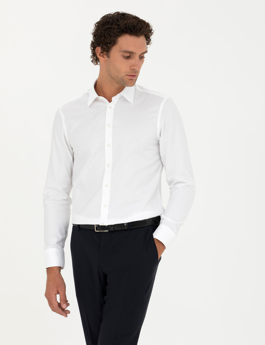 Белая приталенная рубашка с длинным рукавом - Cacharel фото 3