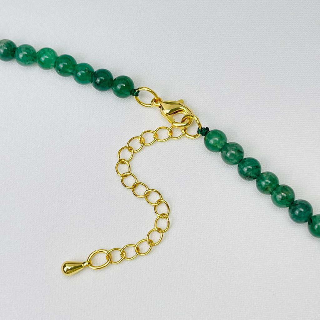 Колье из зеленого кварца и Жемчуга 38 см +