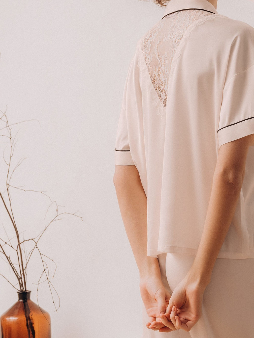 Пижама домашняя Indefini рубашка и брюки из полиэстера  фото 10