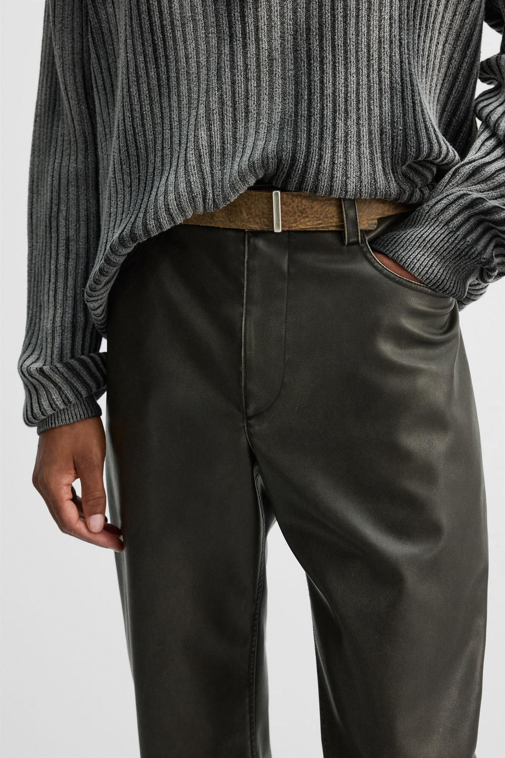 LIMITED EDITION LEATHER EFFECT TROUSERS - Zara фото 5