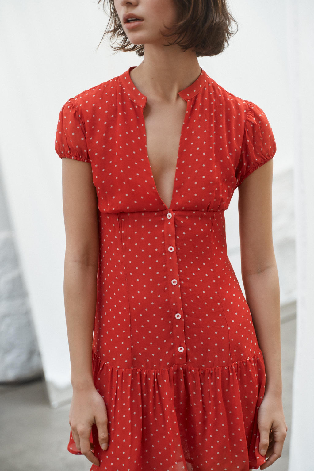 VESTIDO CORTO LUNARES / Rojo / Blanco - Zara фото 2