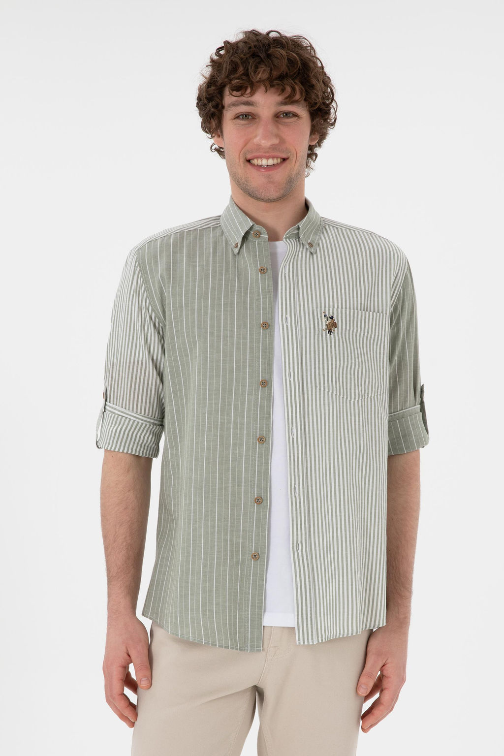 Erkek Koyu Haki Uzun Kollu G_mlek Sepette S_rpriz _ndirim