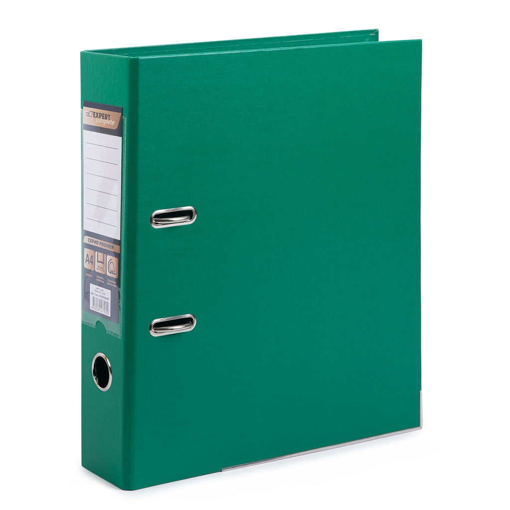 Expert Complete Регистратор PVC, 2-х стороннее покрытие, мет.уг. 75 мм 50 шт. Premier A4 арочный механ. (разб.) лён зеленый ЕС100162003