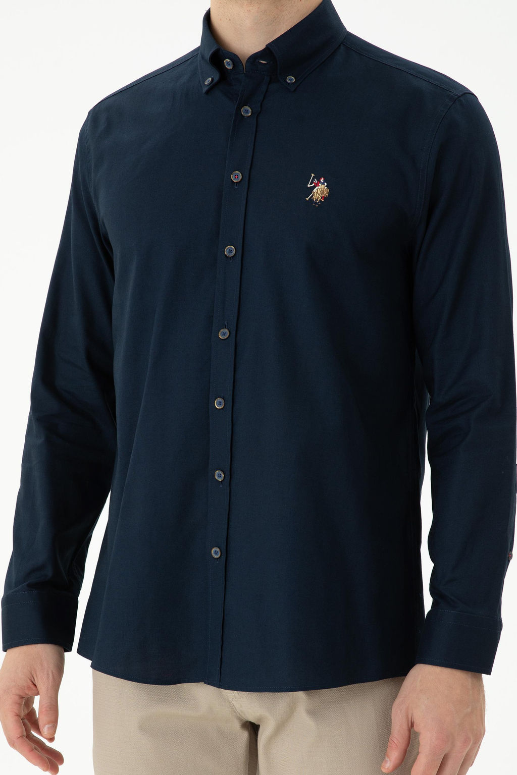 U. S. Polo Assn / Мужская темно-синяя базовая рубашка с длинным рукавом - U.s. polo assn фото 13