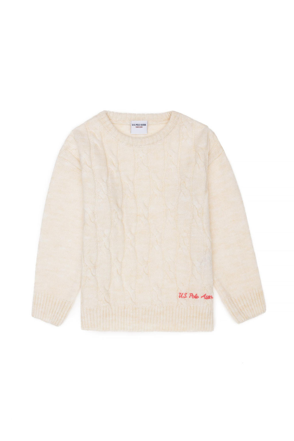 Кремовый меланжевый свитер для девочки - U.s. polo assn фото 14