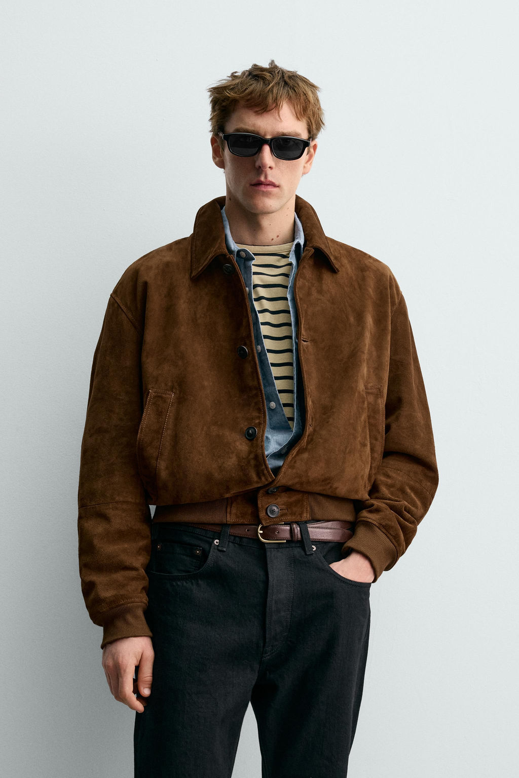 CROPPED FIT SUEDE LEATHER JACKET AARON LEVINE X ZARA фото 2