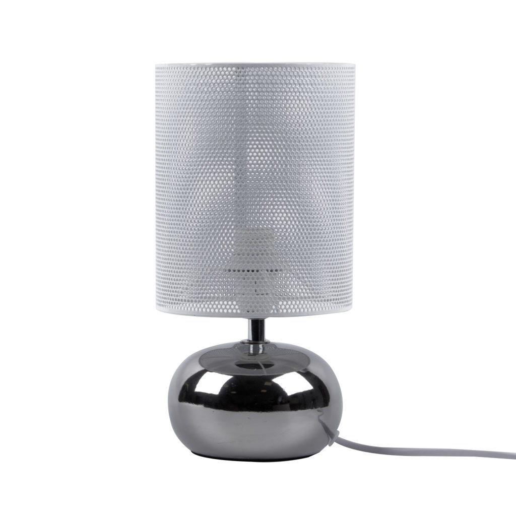 UML-B307 E14 SILVER/WHITE Светильник настольный декоративный под лампу Е14, 40W. Механический выключатель. Серебристый/Белый. ТМ Uniel