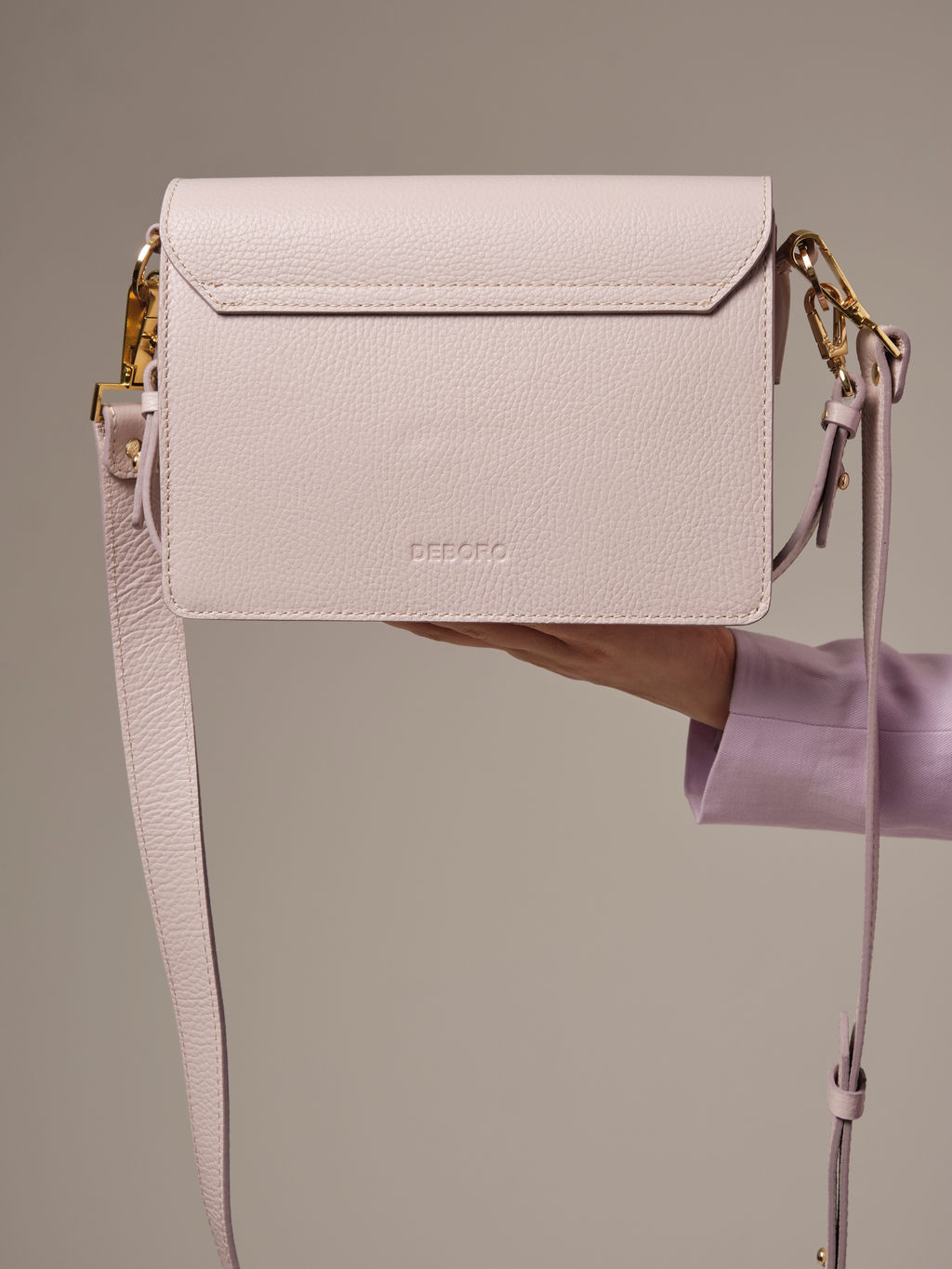 Сумка кожаная через плечо Deboro 30574 розовый дым
