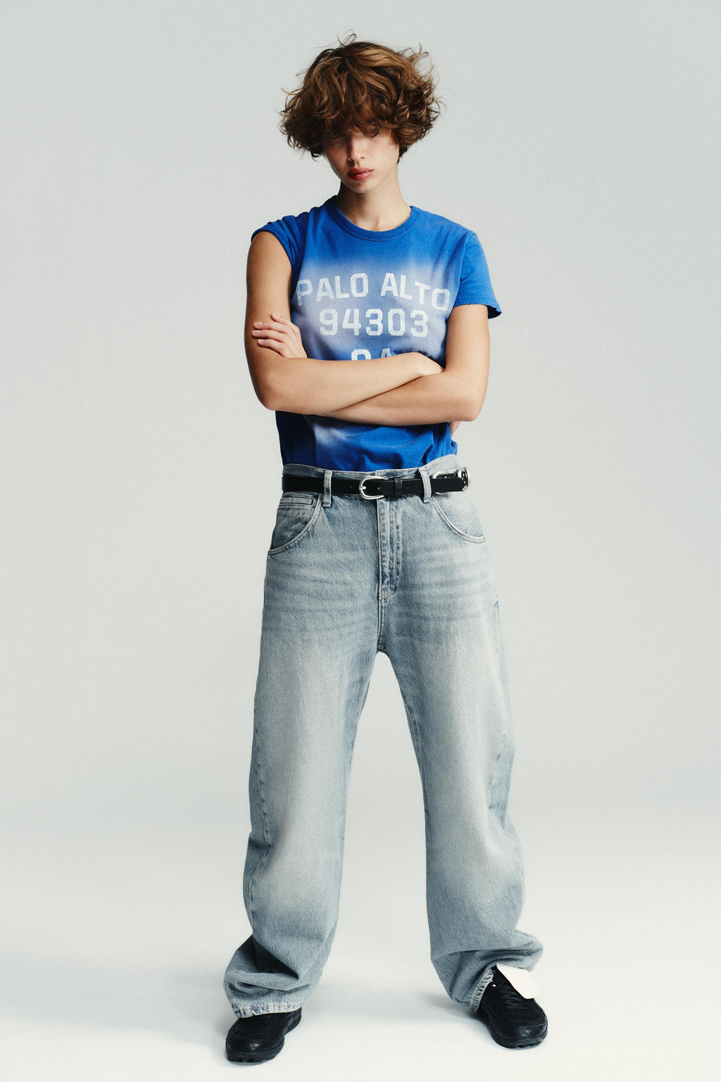 FADED-EFFECT TEXT T-SHIRT