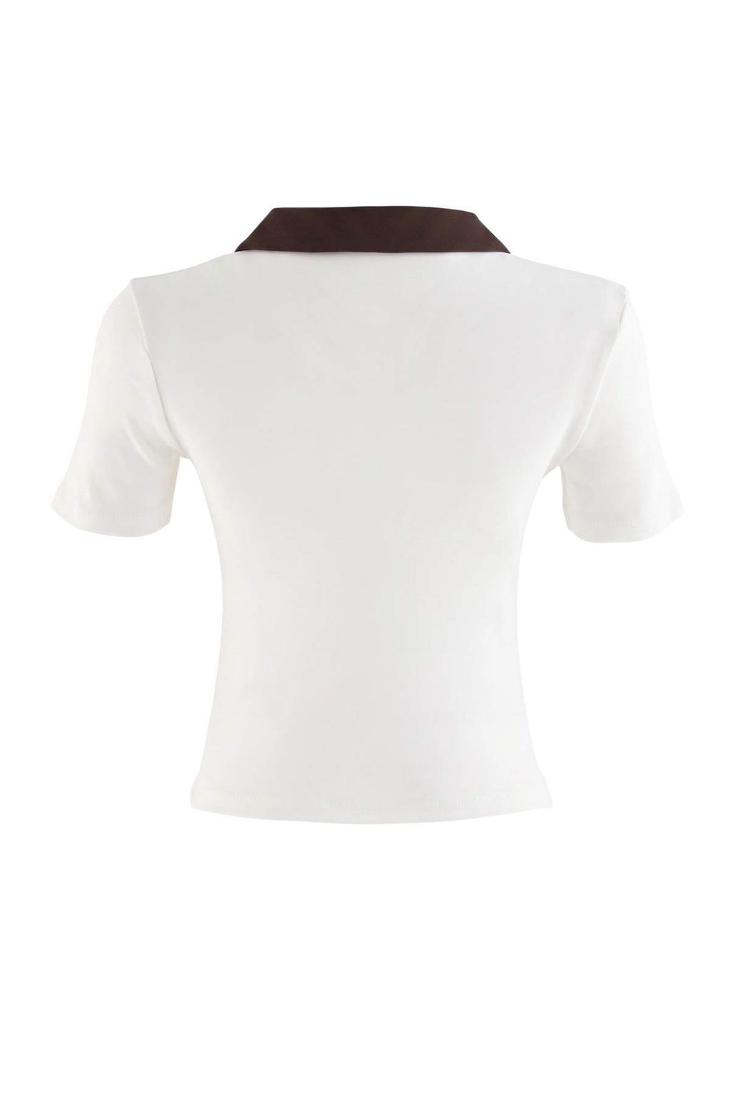 Ekru Nak__l_ / __lemeli Regular Polo Yaka Standart Kol K_sa _nterlok _rme T-Shirt TWOSS26TS00360 - Trendyolmilla фото 4