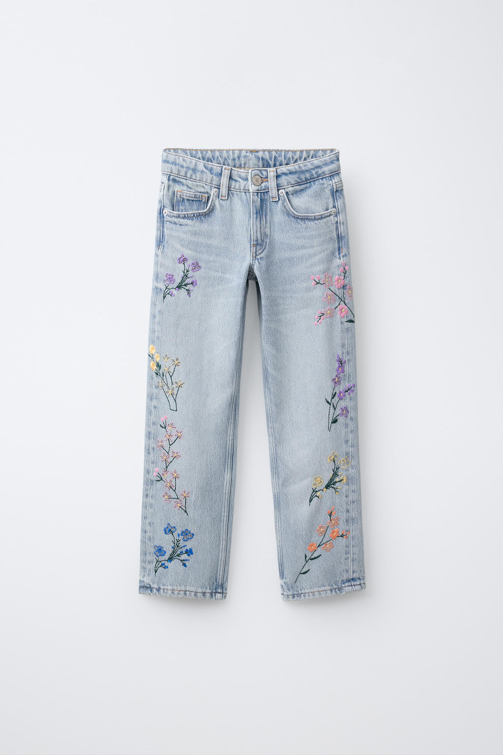 JEANS STRAIGHT FLORES BORDADAS / Azul - Zara фото 2