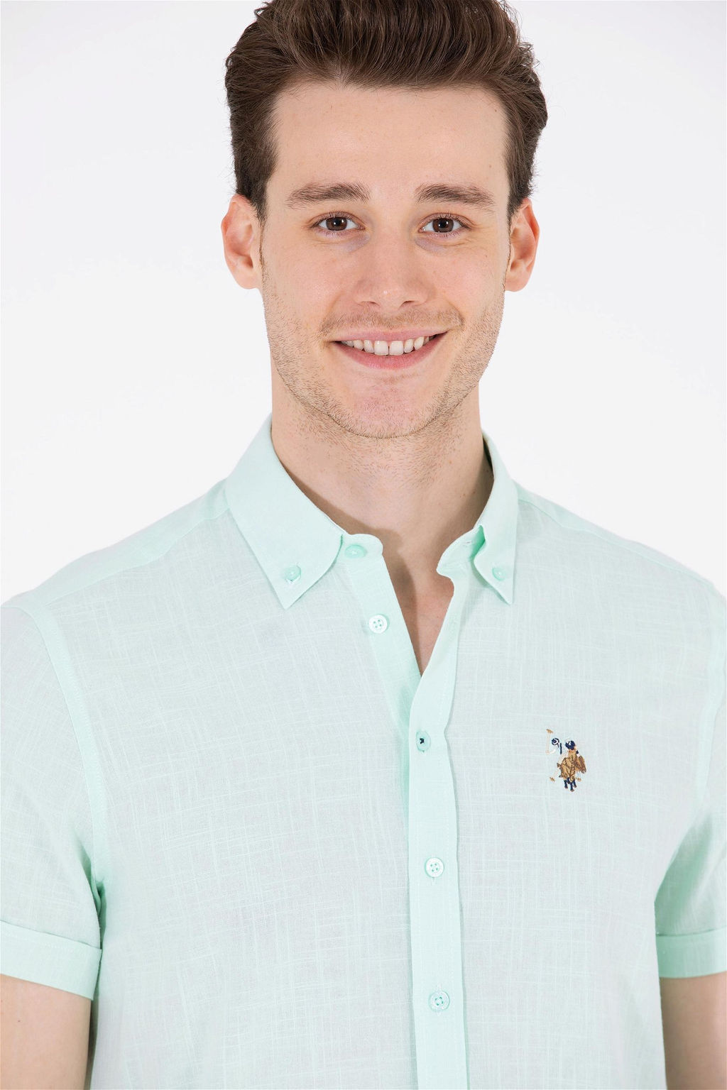 Мужская вода -зеленая рубашка с короткими рукавами в корзине - U.s. polo assn фото 3