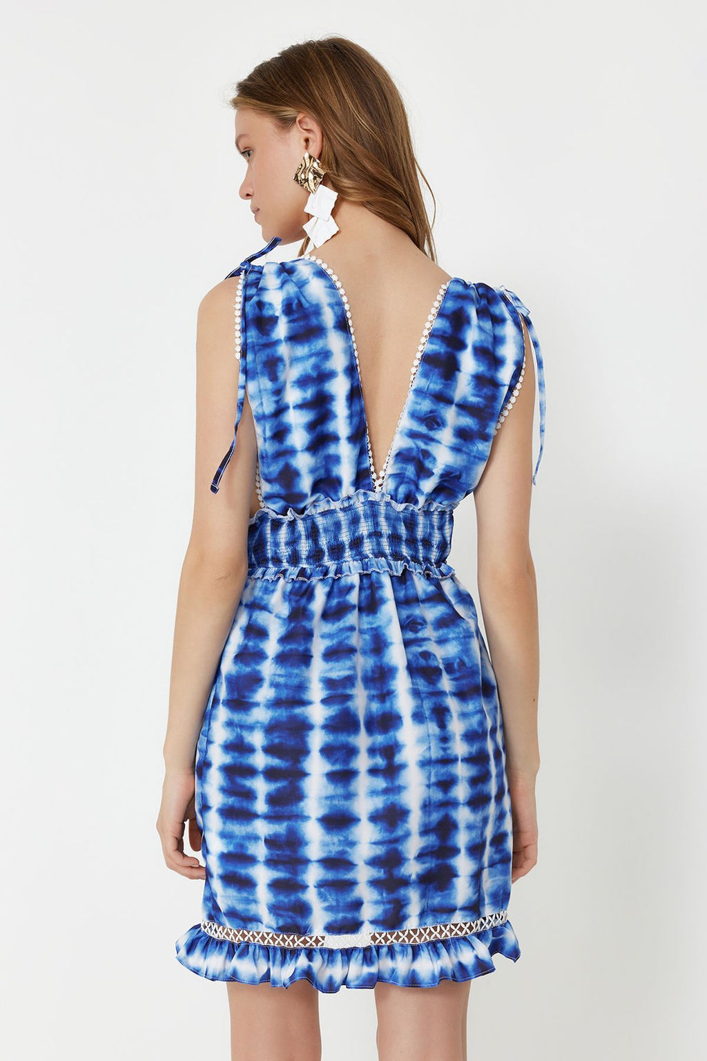 Soyut Desenli Mini Dokuma F?rf?rl? Plaj Elbisesi TBESS24EL00126 - Trendyolmilla фото 6