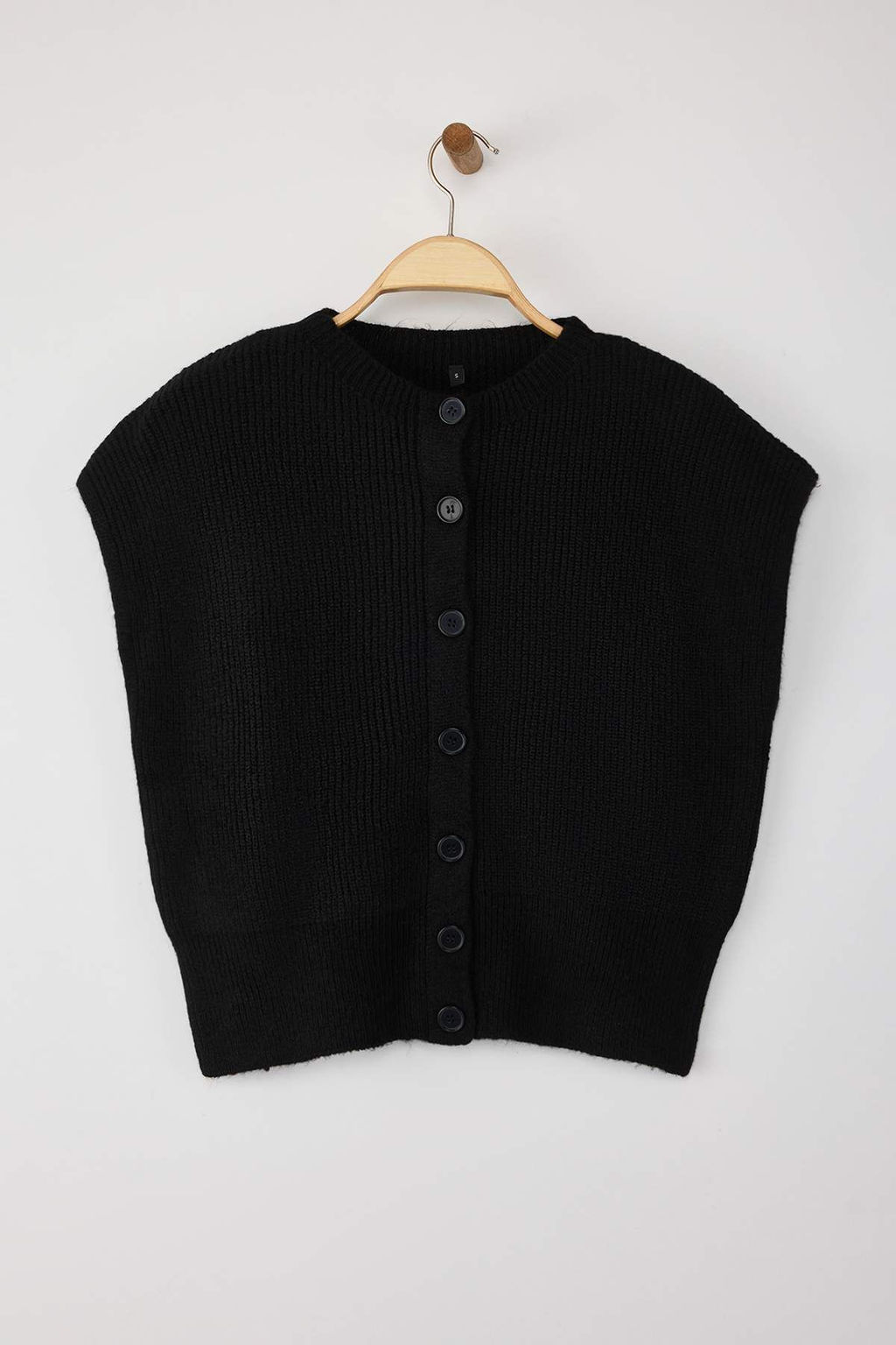 Siyah Yumusak Dokulu Basic Genis Kal?p Triko Yelek TWOAW26YE00011 - Trendyolmilla фото 5