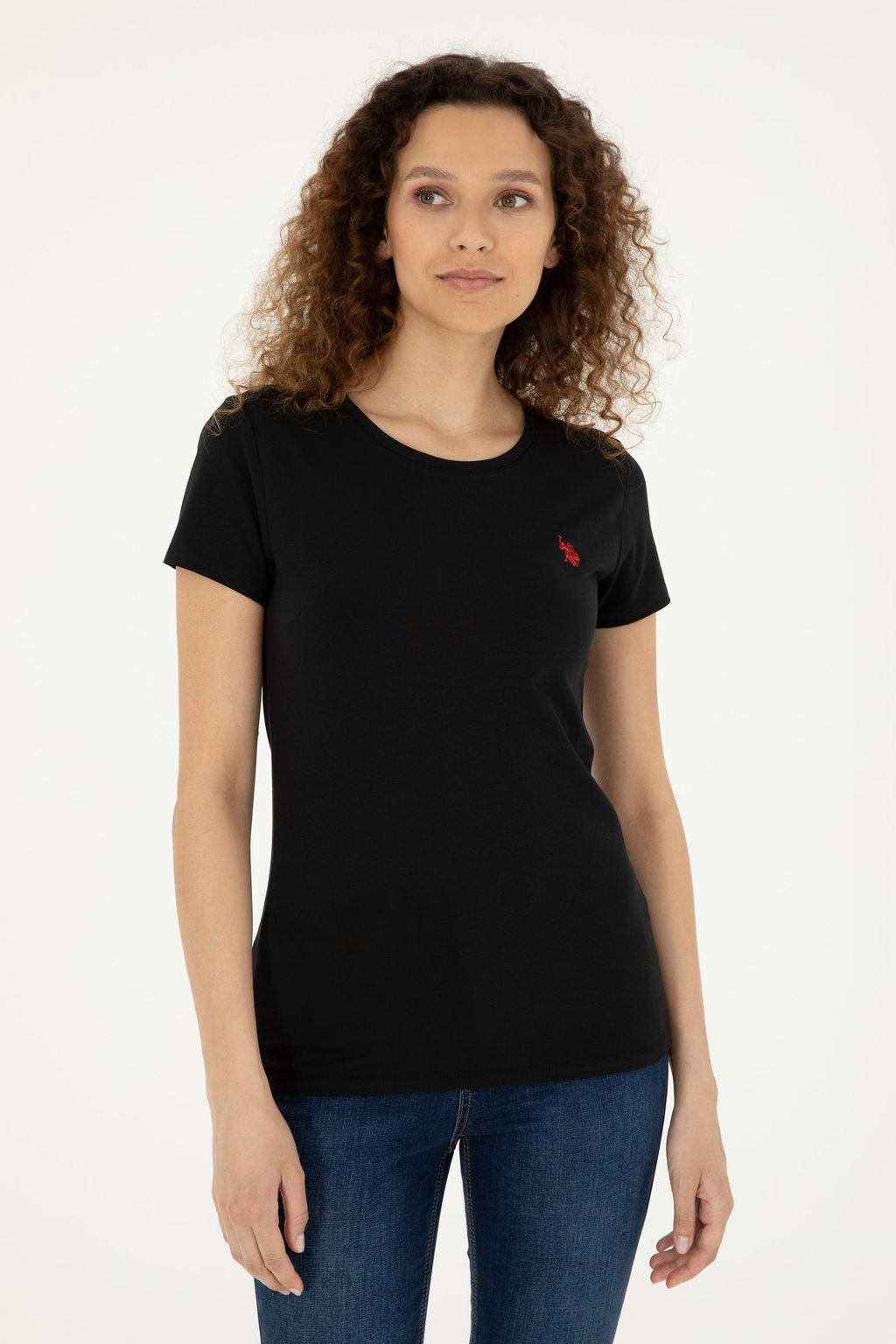 Женская черная базовая футболка - U.s. polo assn фото 3