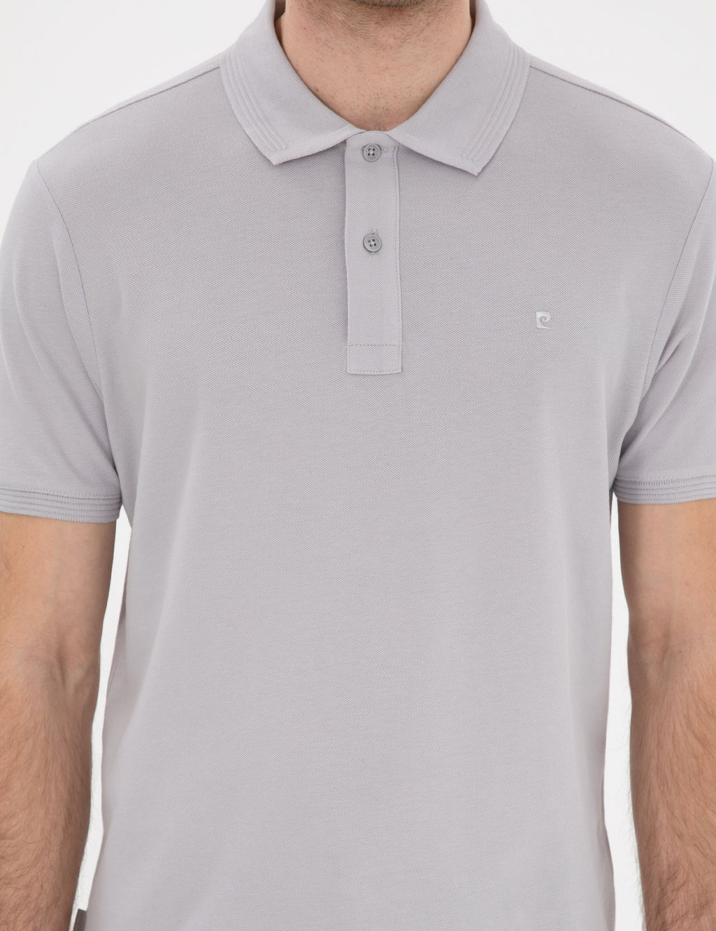 A__k Gri Slim Fit %100 Pamuk K_vr_lmaz Polo Yaka Basic Ti__rt