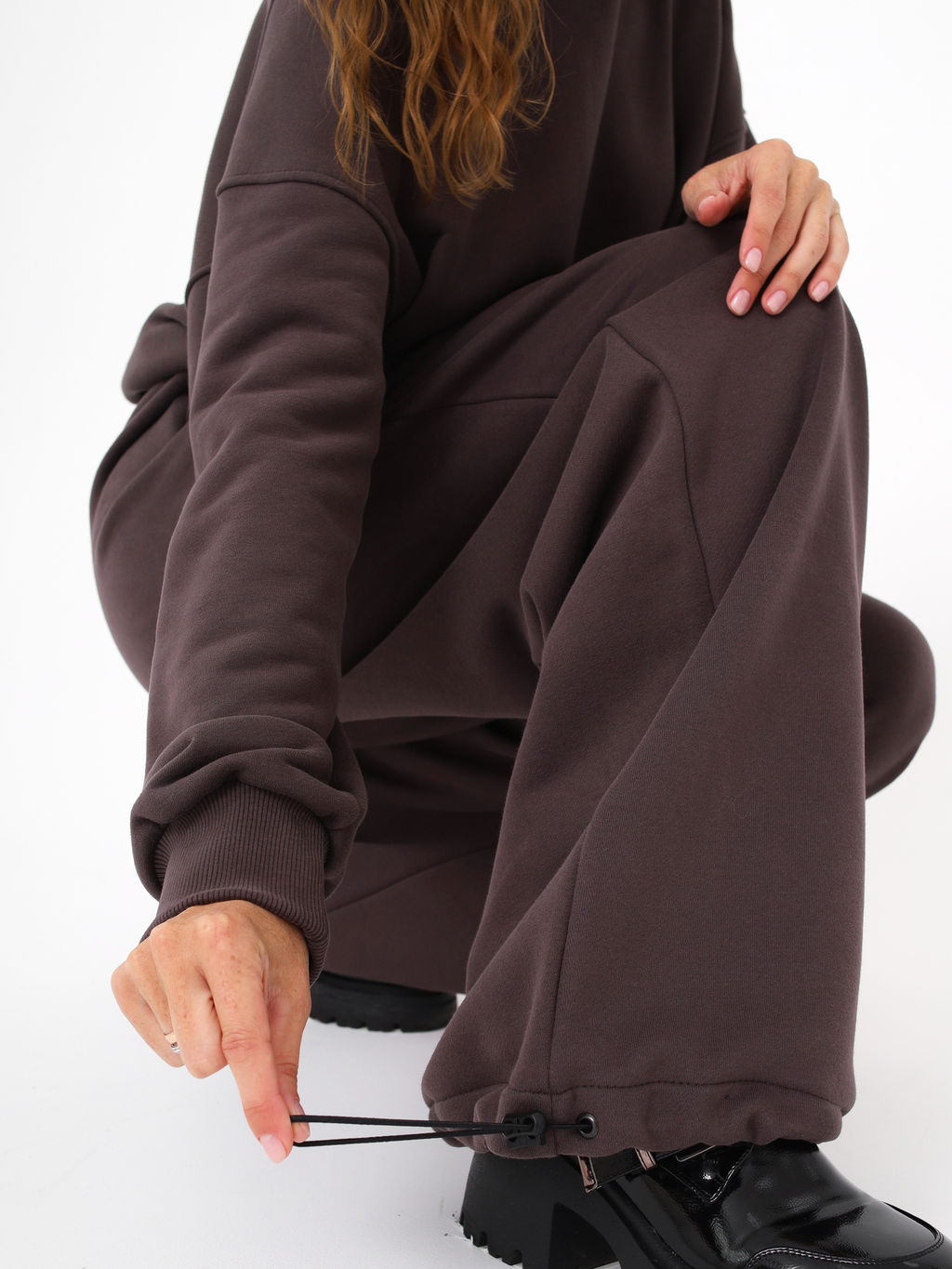 Палаццо женские с эффектом велюра, шоколад - Inzibe фото 3