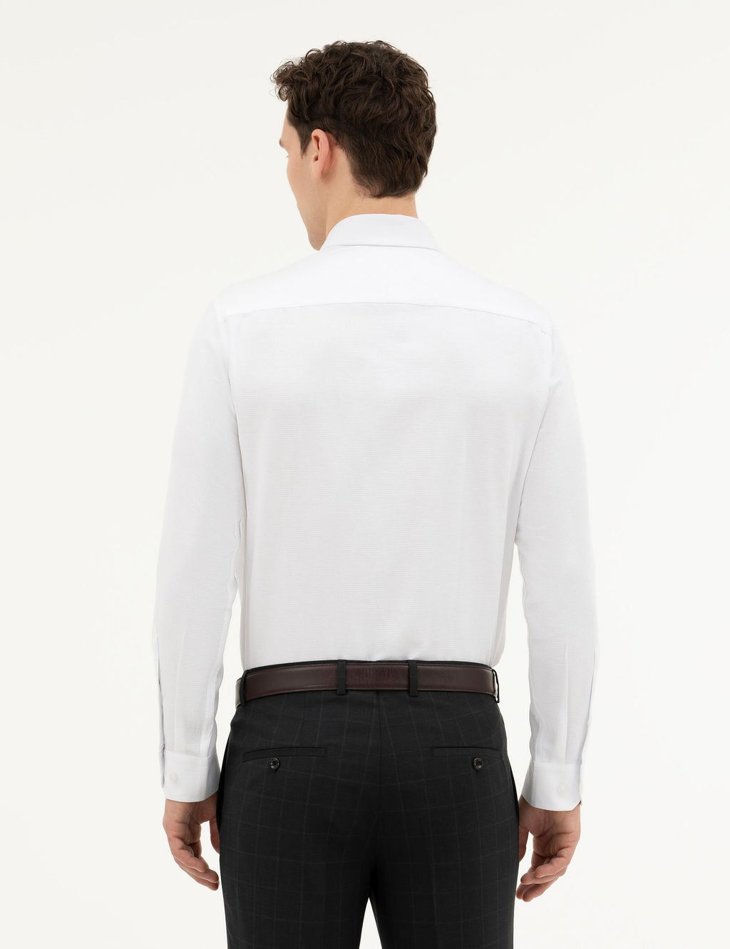 Рубашка Pierre Cardin Slim Fit белая с длинным рукавом